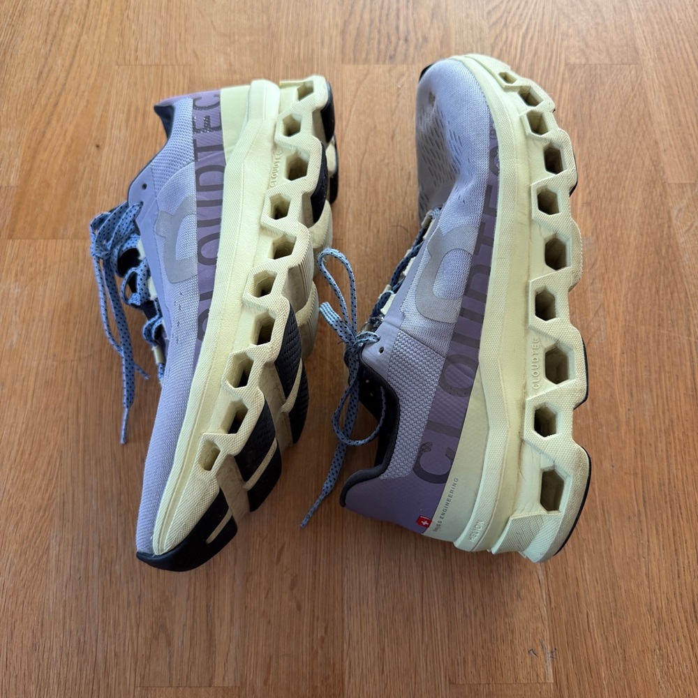 On Cloud Women's 10.5 CloudMonster Lace Up Running Sneakers Nimbus Hay - Picture 4 of 12
